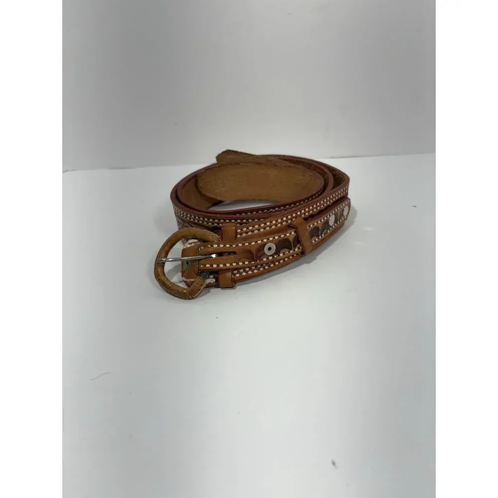Cintos Belt Western Genuine Leather Calf Hair Brown Mexico Men’s Size 38 Cowboy